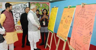 Narendra Modi at an interaction with the students, during the ‘Pariksha Pe Charcha’, at Talkatora Stadium, in New Delhi on February 16, 2018