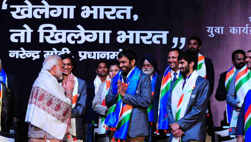 Narendra Modi at the inauguration of the first edition of Khelo India School Games, at the Indira Gandhi Indoor Stadium, in New Delhi on January 31, 2018