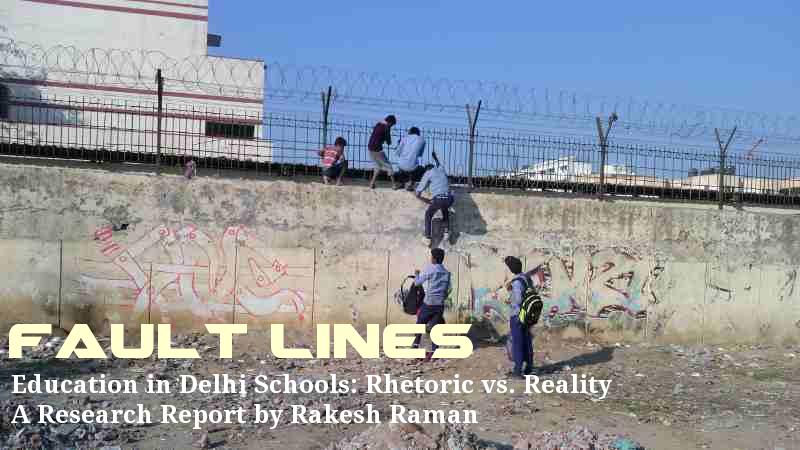 Students of a government school in Delhi cross high walls and barbed wires to abscond from the school. Teachers have no control on students. Photo by Rakesh Raman