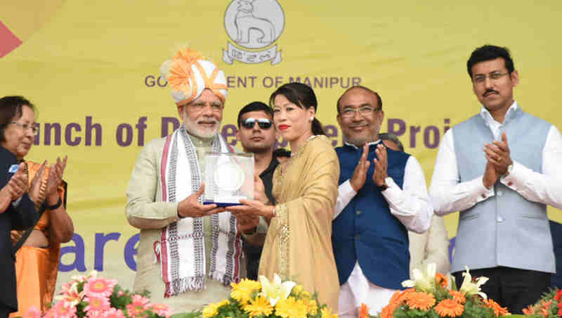 Narendra Modi at the launch of the Development Projects, in Manipur on March 16, 2018