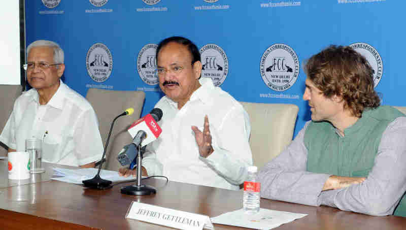 M. Venkaiah Naidu addressing the gathering at the 60th anniversary of The Foreign Correspondents’ Club of South Asia, in New Delhi on April 07, 2018
