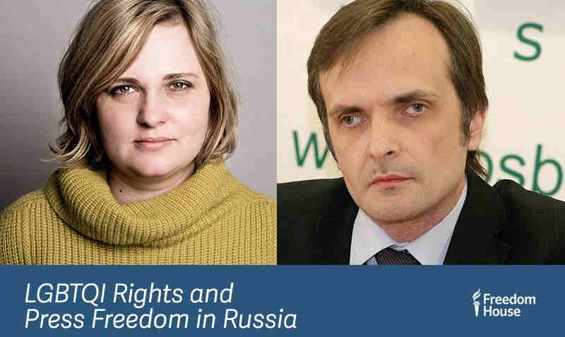 2018 Freedom Award recipients Elena Milashina and Igor Kochetkov. Photo: Freedom House