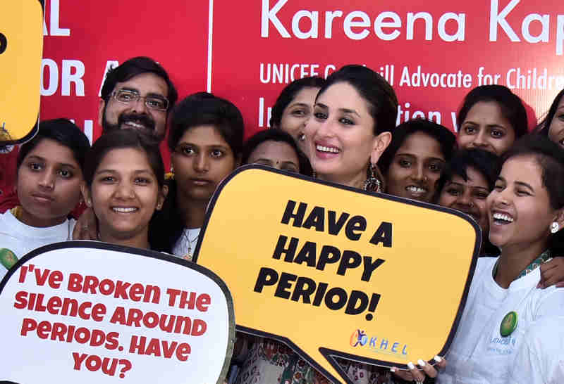 Popular Bollywood actor and UNICEF Goodwill Advocate, Kareena Kapoor, congratulated a group of adolescent girls for their work in promoting improved menstrual hygiene in Uttar Pradesh.