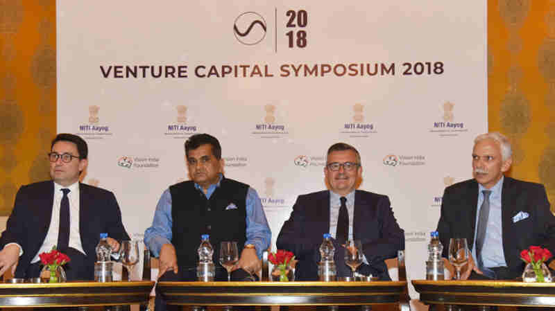 The CEO, NITI Aayog, Shri Amitabh Kant, the Ambassador of France to India, Mr. Alexandre Ziegler and other dignitaries at the Venture Capital Symposium with French investors, organised by the NITI Aayog, in New Delhi on May 18, 2018.