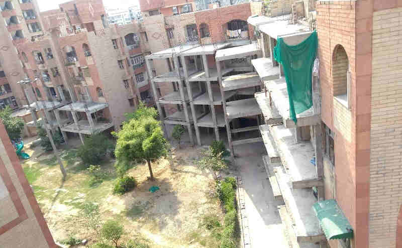 As Court Stops FAR Construction, R.D. Apartments Becomes Disputed Property. FAR Construction Stopped by the Court at R. D. Apartments in Dwarka. Photo courtesy: Residents of R. D. Apartments