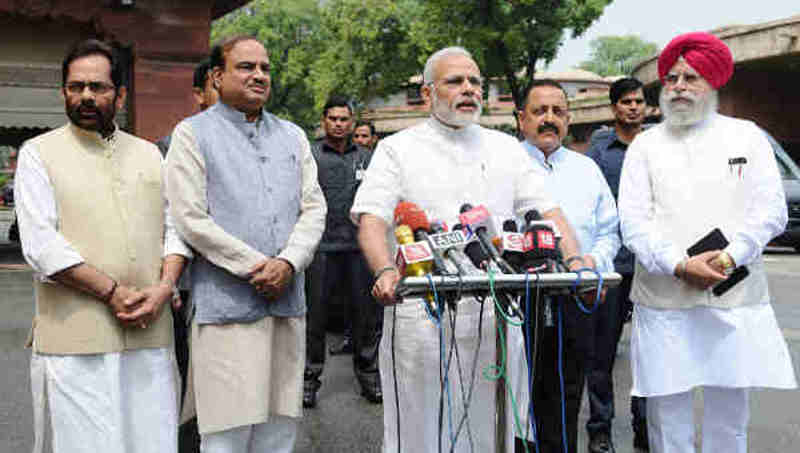 Narendra Modi interacting with the media at the start of Monsoon Session of Parliament, in New Delhi on July 18, 2016 (file photo)