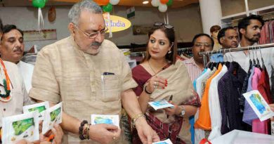 The Minister of State for Micro, Small & Medium Enterprises (I/C), Shri Giriraj Singh visiting after launching the Western & Ethnic Designer Wear by Khadi India, in New Delhi on July 30, 2018.