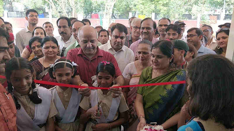 Delhi’s education minister Manish Sisodia inaugurates a Rajkiya Pratibha Vikas Vidyalaya in Sector 5 of Dwarka on July 10, 2018. Photo: AAP