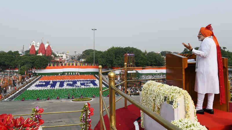 PM Narendra Modi addressing the Nation on the occasion of 72nd Independence Day from the ramparts of Red Fort, in Delhi on August 15, 2018. Photo: PIB (Representational Image)