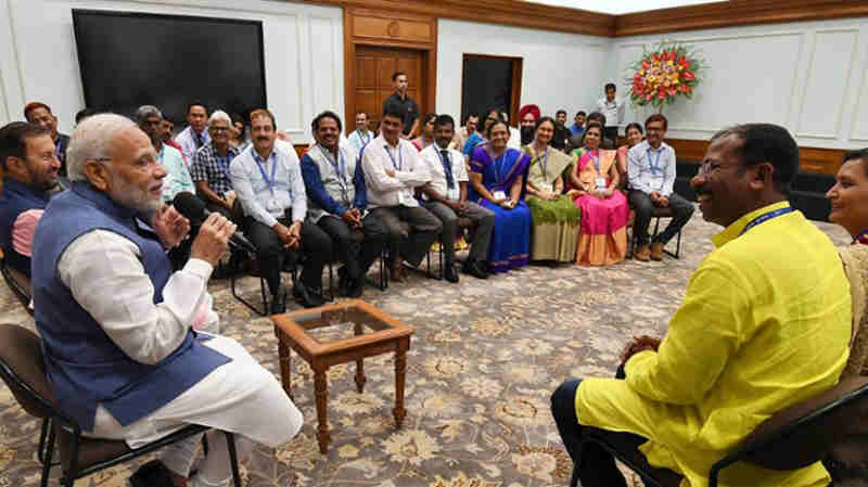 Narendra Modi interacting with the awardees of the National Teachers’ Awards, on the eve of Teachers’ Day, in New Delhi on September 04, 2018