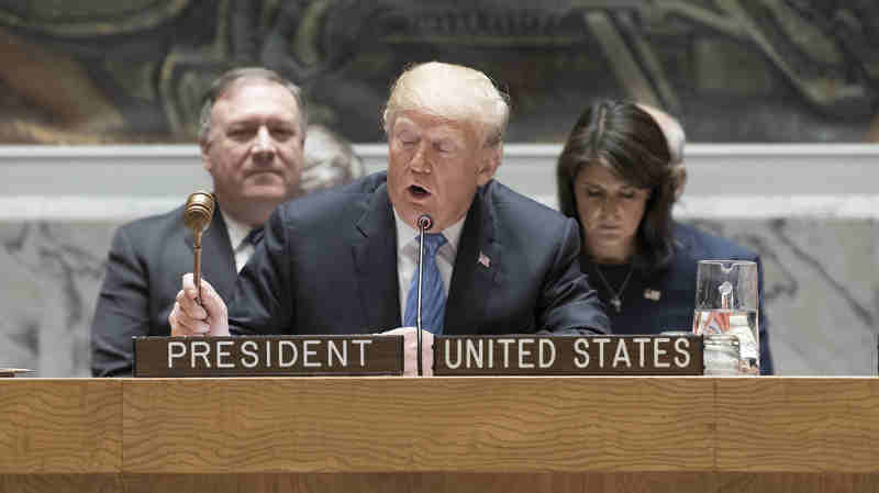 US President Donald Trump presides over a meeting of the Security Council on the non-proliferation of weapons of mass destruction on 26 September, 2018. UN Photo / Mark Garten