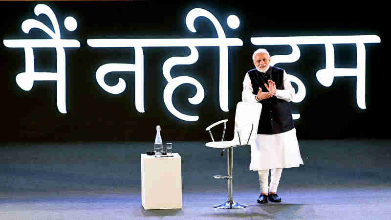 Narendra Modi interacting with the IT electronic manufacturing Professionals on Self4Society, at the launch of the “Main Nahin Hum” Portal & App, in New Delhi on October 24, 2018