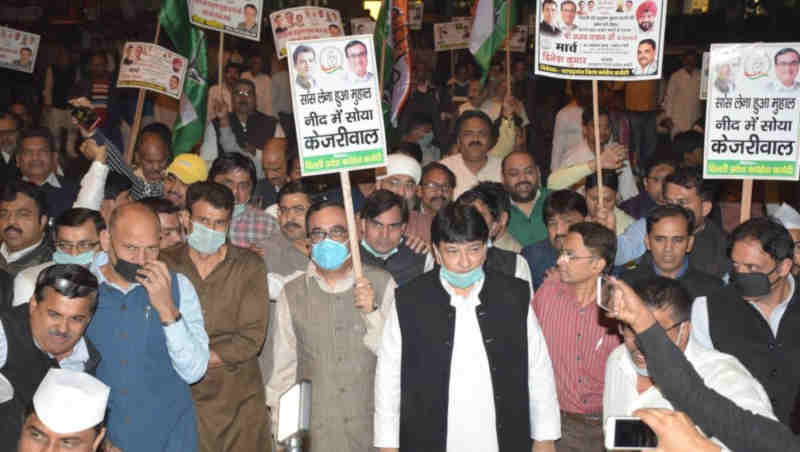 The Delhi unit of Congress party organized a demonstration on November 22, 2018 to spread awareness about lethal pollution in Delhi. Photo: Congress