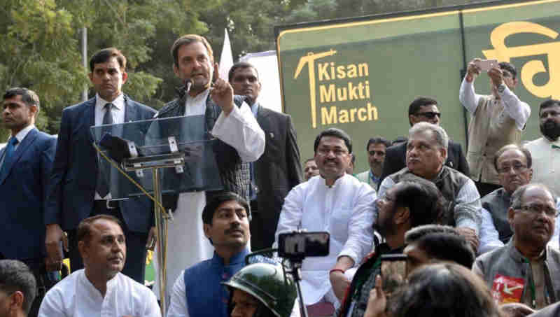 Rahul Gandhi at Kisan Mukti March in New Delhi on November 30, 2018. Photo: Congress