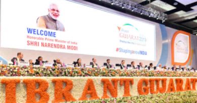 Narendra Modi and other dignitaries at the inaugural session of the 9th Vibrant Gujarat Global Summit, at Mahatma Mandir Exhibition cum Convention Centre, in Gandhinagar, Gujarat on January 18, 2019