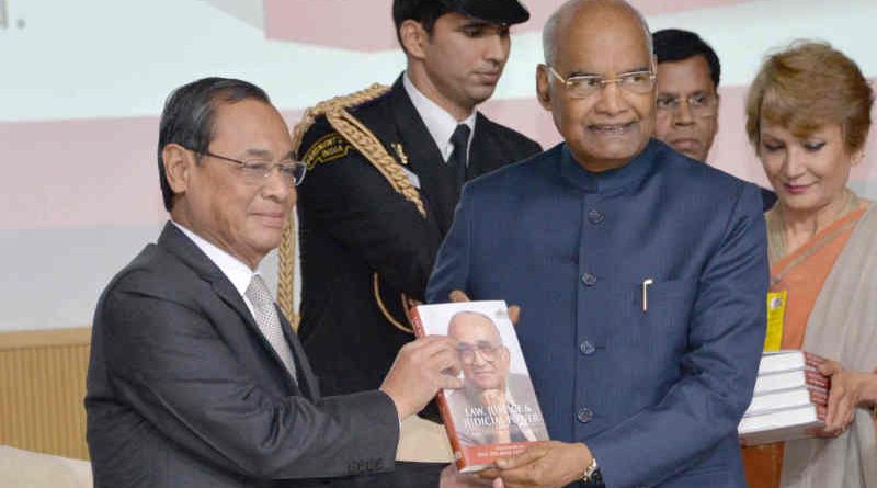 President, Ram Nath Kovind receiving the First Copy of the Festschrift titled “Law, Justice & Judicial Power - Justice P.N. Bhagwati’s Approach”, in New Delhi on February 08, 2019