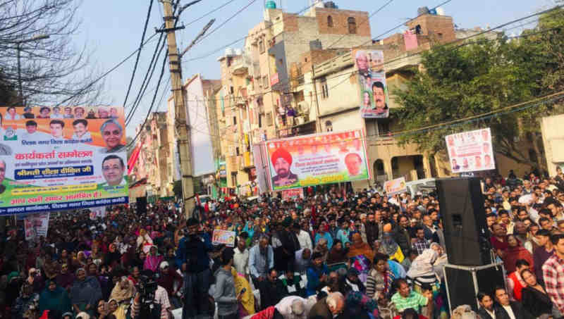 President of the Delhi Pradesh Congress Committee, Sheila Dikshit, holding election campaign in Delhi on February 17, 2019. Photo: Delhi Congress