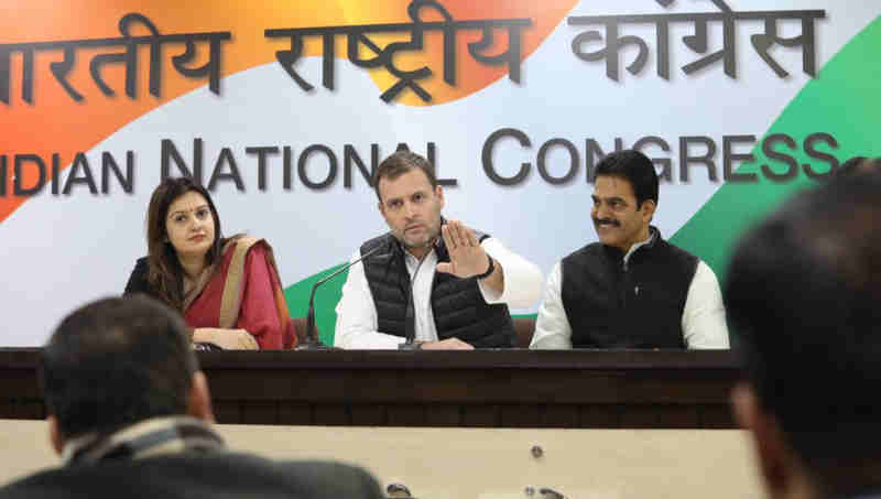 Rahul Gandhi at a press conference. Photo: Congress