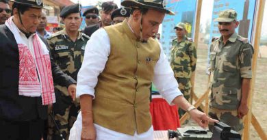 Rajnath Singh visiting the exhibits, during the inauguration of the Comprehensive Integrated Border Management System (CIBMS) project on Indo-Bangladesh border, in Dhubri district of Assam on March 05, 2019. Photo: PIB