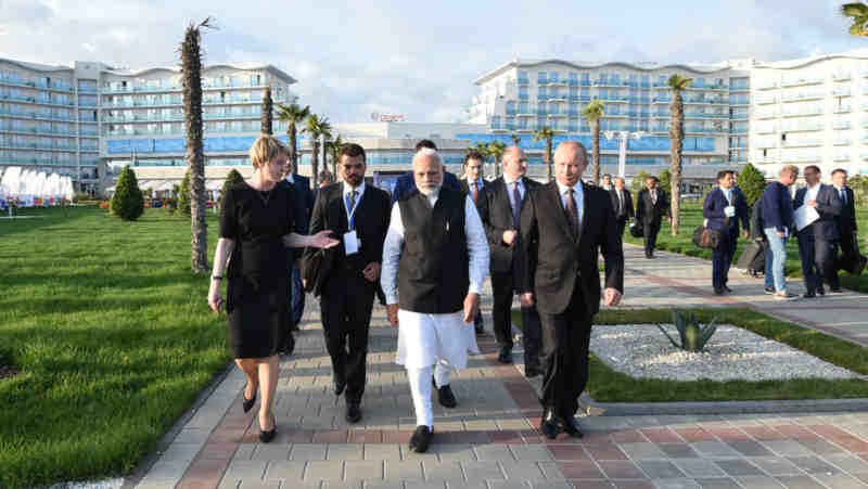 The Prime Minister, Shri Narendra Modi with the President of Russian Federation, Mr. Vladimir Putin visiting the Sirius, an incubator for gifted children, in Sochi, Russia on May 21, 2018. (file photo). Courtesy: PIB