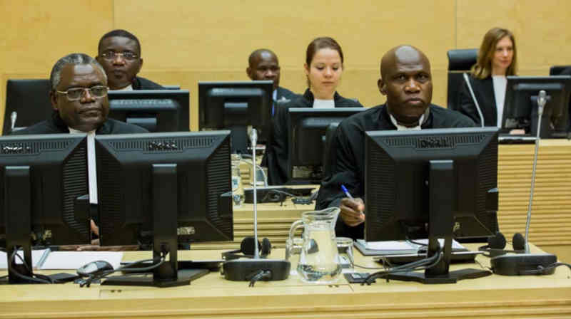 Defence team of Mathieu Ngudjolo Chui in ICC Courtroom I in The Hague. Photo: ICC-CPI (file photo)