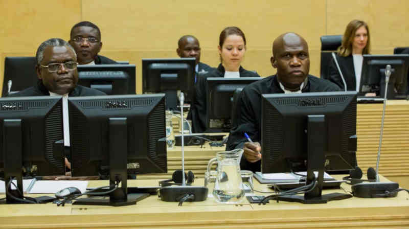 Defence team of Mathieu Ngudjolo Chui in ICC Courtroom I in The Hague. Photo: ICC-CPI