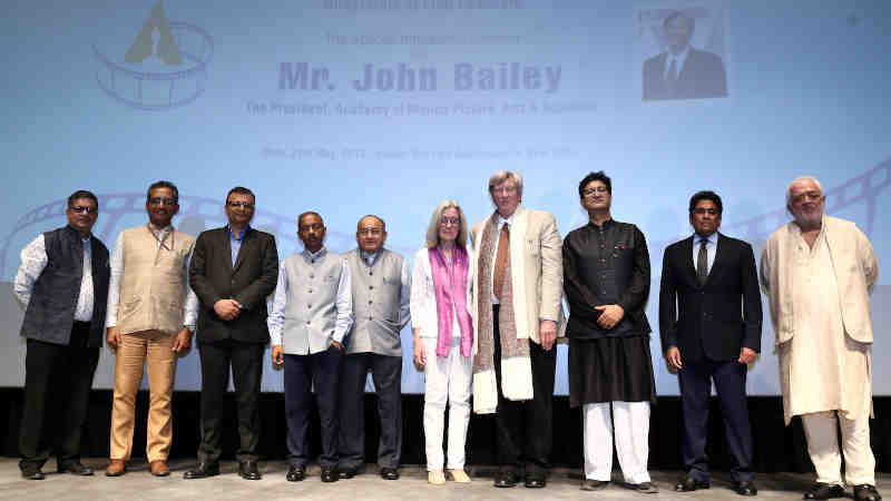 The President of Academy of Motion Pictures Arts and Sciences, Mr. John Bailey, the Secretary, Ministry of Information & Broadcasting, Shri Amit Khare and other dignitaries at a Special Interactive Session, organised by the Ministry of Information & Broadcasting, in New Delhi on May 28, 2019. Photo: PIB