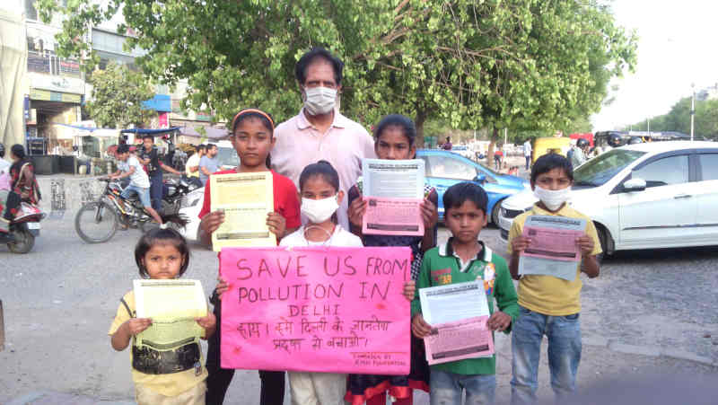 Children - who study at the RMN Foundation free school - have launched a new pollution-control campaign in Delhi.