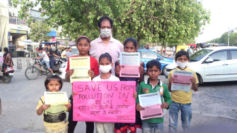 Children - who studied at the RMN Foundation free school - launched a pollution-control campaign in Delhi. Photo: RMN News Service