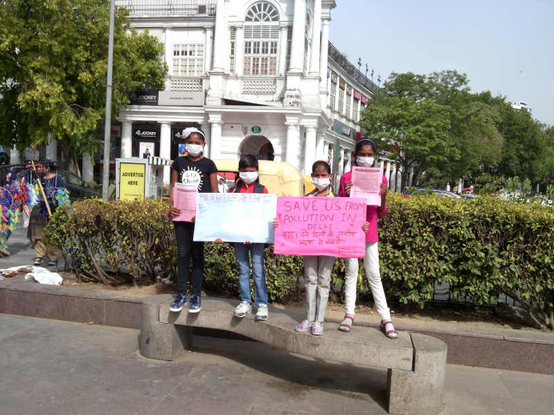 Children – who study at the RMN Foundation free school – have launched a new pollution-control campaign in Delhi.