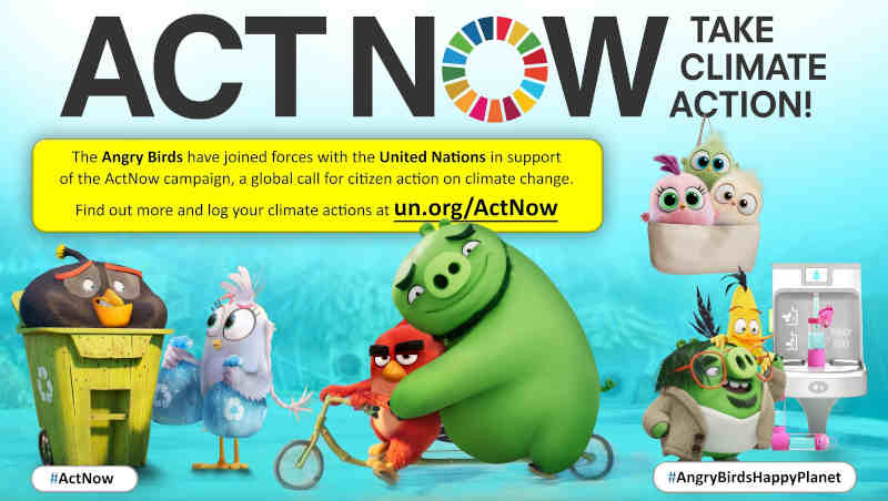 United Nations and The Angry Birds Movie 2 ActNow Campaign Art