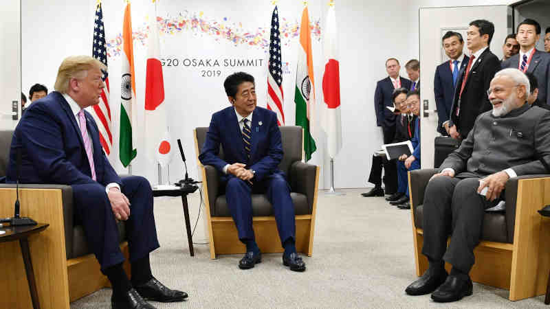 The Prime Minister of India, Narendra Modi with the Prime Minister of Japan, Mr. Shinzo Abe, and the President of United States of America (USA), Mr. Donald Trump in a Trilateral Meeting of JAI (Japan-America-India), on the sidelines of the G-20 Summit, in Osaka, Japan. Photo: PIB