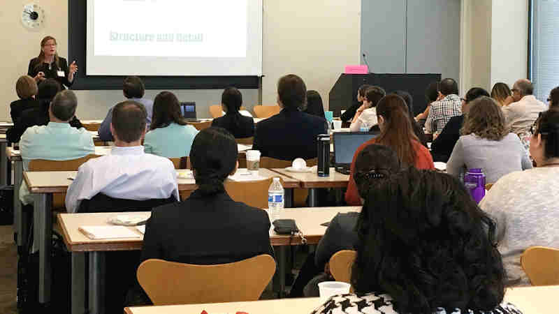 University of Houston Law Center professor Katherine Brem speaks to attorneys representing children in deportation proceedings. Photo: ABA