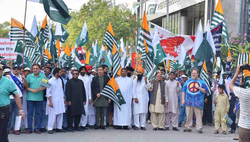 A Kashmir solidarity rally under the banner #PakistanStandsWithKashmir being held in Islamabad on August 23. Photo: Information Department of Pakistan Government