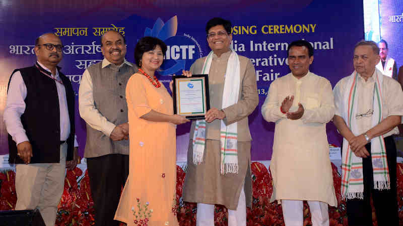 Piyush Goyal at the closing ceremony of the India International Cooperatives Trade Fair (IICTF), at Pragati Maidan, New Delhi on October 13, 2019. Photo: PIB