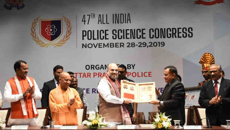 Union Home Minister, Amit Shah presiding over the 47th All India Police Science Congress in Lucknow, Uttar Pradesh on November 29, 2019. The Chief Minister of Uttar Pradesh, Yogi Adityanath is also seen. Photo: PIB