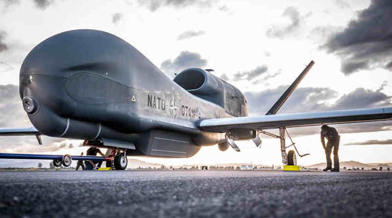 First NATO Alliance Ground Surveillance (AGS) aircraft lands in Sigonella, Italy on Thursday (21 November 2019). Photo: NATO