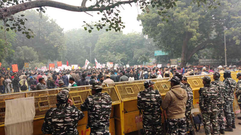 Heavy police force deployed to crush protests against PM Modi's government in India. (file photo)