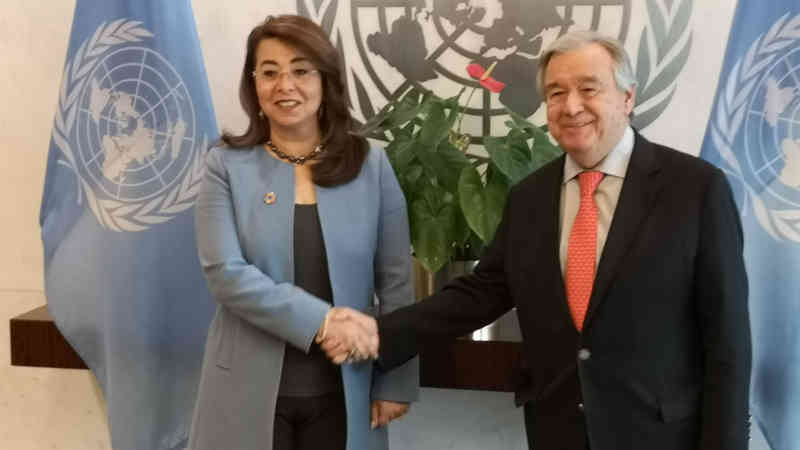 Ghada Fathi Waly with UN Secretary-General António Guterres. Photo: UNODC