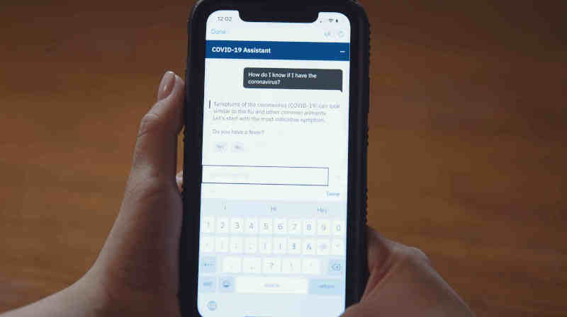 Watson Assistant for Citizens automates responses to frequently asked questions about COVID-19 on topics such as symptoms, testing, and protective measures. Photo: IBM