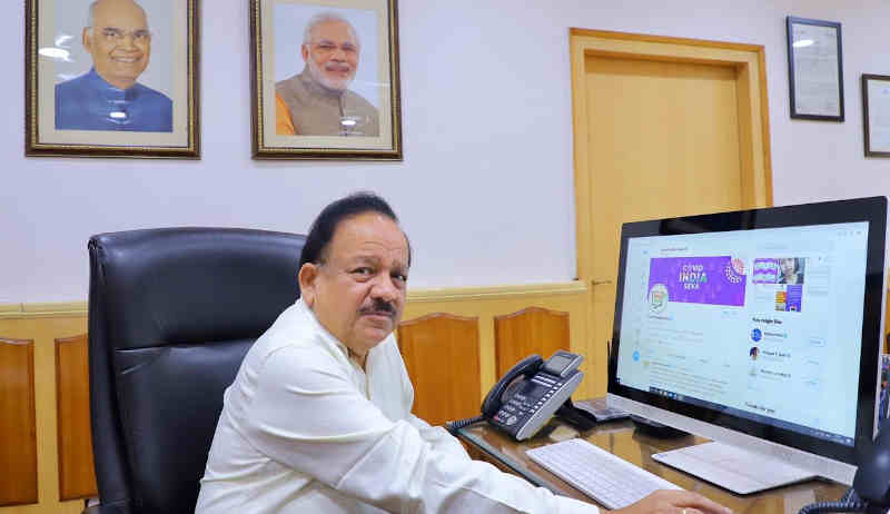 India’s Minister of Health & Family Welfare, Dr Harsh Vardhan launching the COVID India Seva on April 21, 2020.