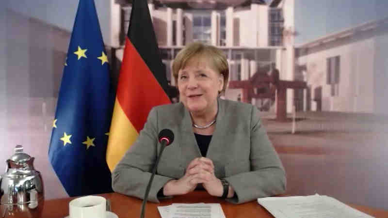 Chancellor Angela Merkel at an online pledging event organized by the European Commission. Photo: Presse- und Informationsamt der Bundesregierung / Europäische Union, 2020
