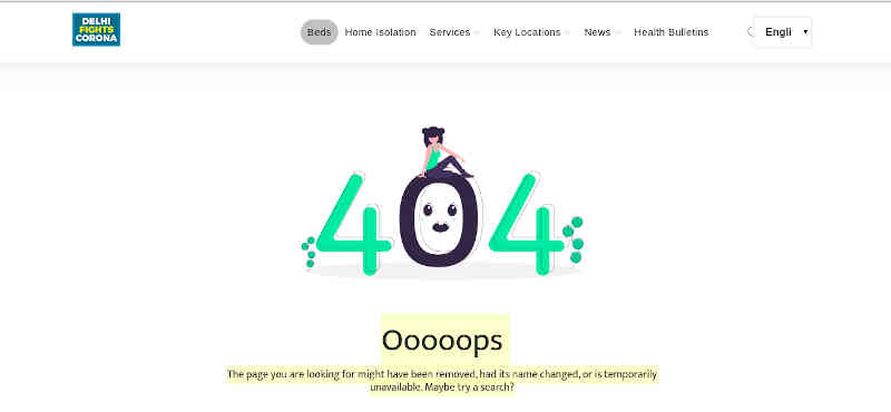 Errors on Delhi Fights Corona Website of Delhi Government