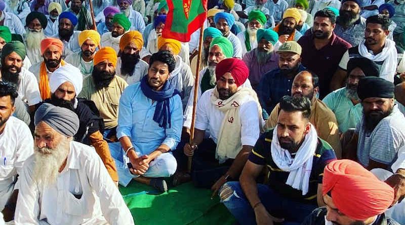 Popular singers and actors such as Harbhajan Mann, Sidhu Moosewala, Ranjit Bawa, Jass Bajwa, Deep Sidhu, and Ms Sonia Mann are supporting the farmers' protests and addressing public rallies in several parts of Punjab. Photo courtesy: Harbhajan Mann / Twitter
