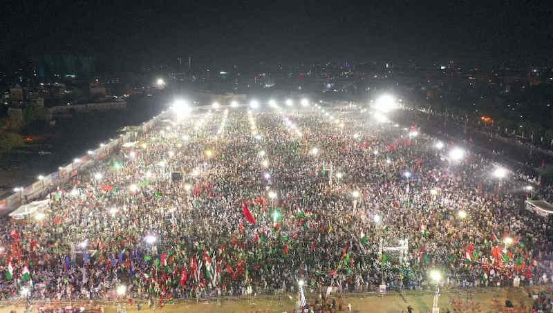 Pakistan Democratic Movement Jalsa in Karachi on October 18, 2020. Photo: Pakistan Muslim League (Nawaz)