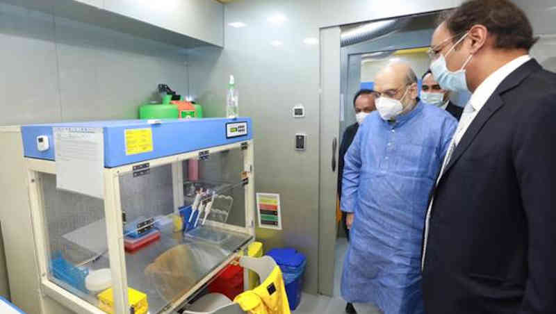 India’s Home Minister Amit Shah inaugurating a mobile Covid-19 RT-PCR Lab in New Delhi on November 23, 2020. Photo: PIB