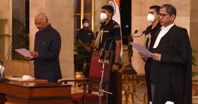 Justice Nuthalapati Venkata Ramana sworn in as the Chief Justice of the Supreme Court of India by the President of India Ram Nath Kovind on April 24, 2021 at the Rashtrapati Bhavan. Photo: Rashtrapati Bhavan (file photo)