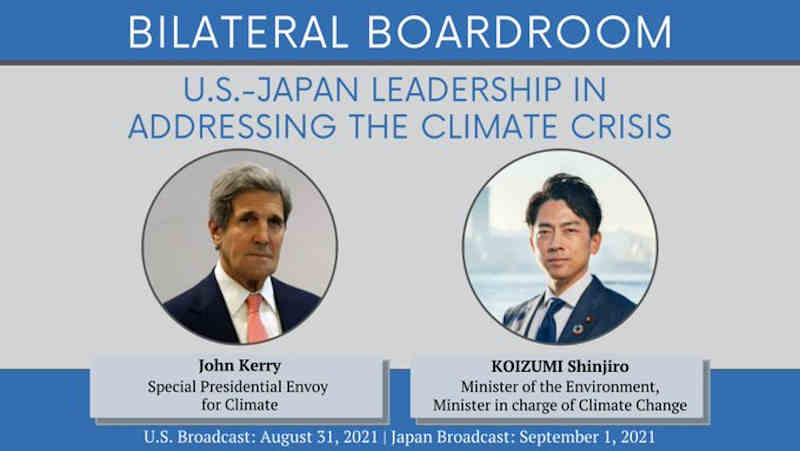 Bilateral Boardroom: U.S.-Japan Leadership in Addressing the Climate Crisis. Photo: Twitter / Special Presidential Envoy John Kerry