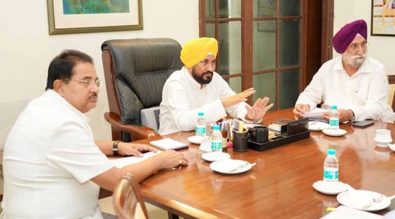 Punjab chief minister (CM) Charanjit Singh Channi holding a meeting on September 20, 2021. Photo: Punjab Government
