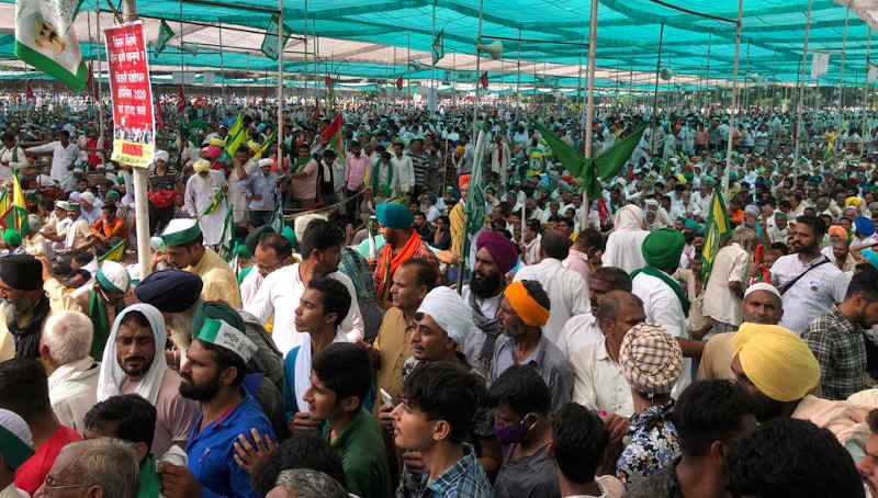 Indian farmers' protest rally (Kisan Mahapanchayat) in Muzaffarnagar, Uttar Pradesh (UP) on September 5, 2021. Photo: All India Kisan Sangharsh Coordination Committee